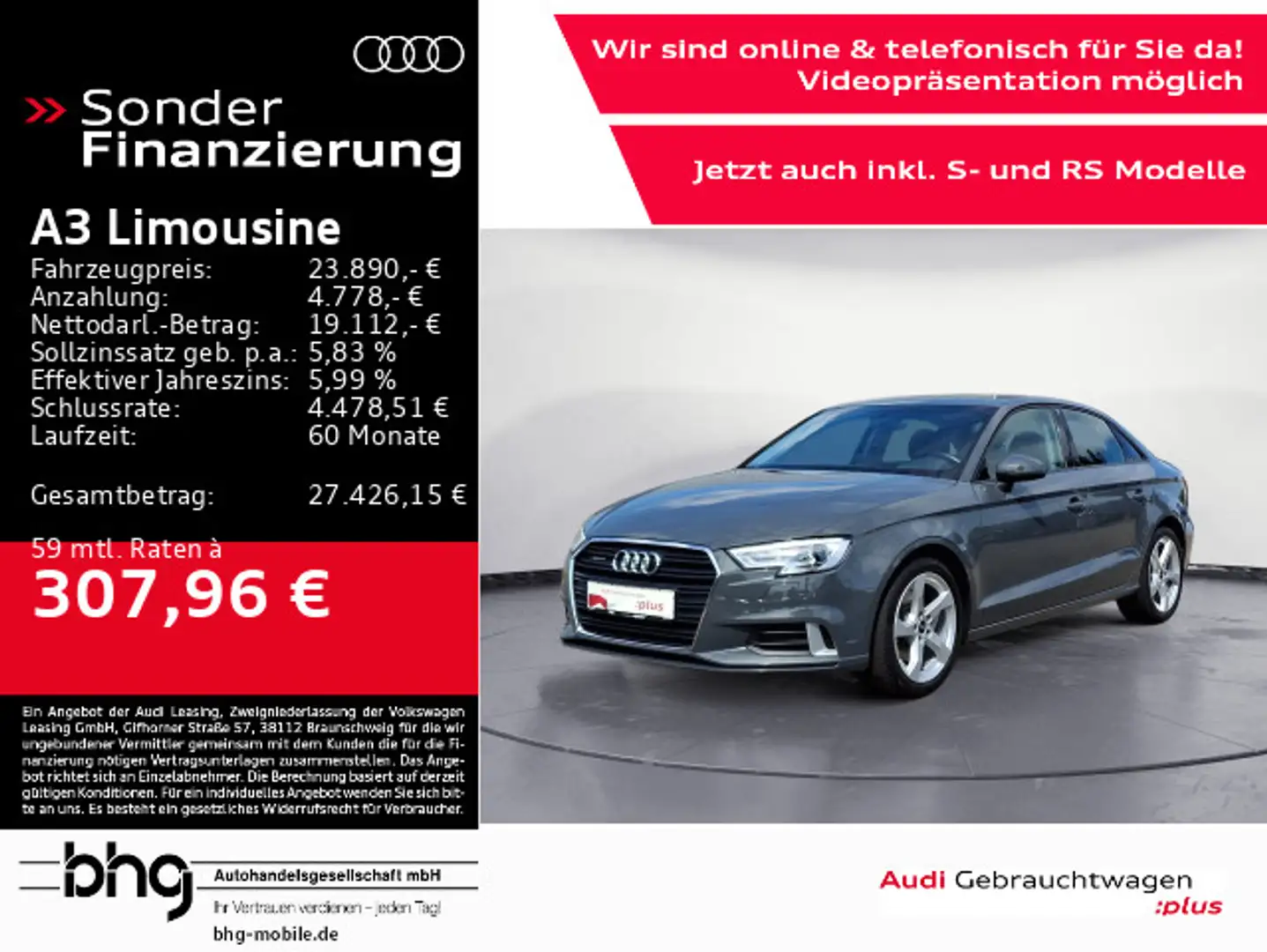 Audi A3 40 TFSI quattro S tronic sport AHK Gris - 1