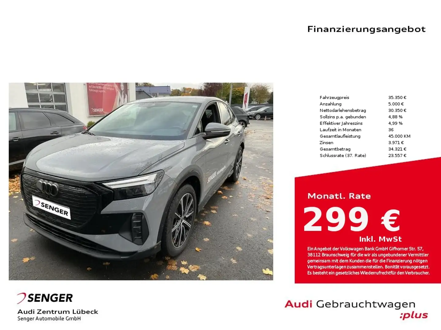 Audi Q4 e-tron sportback 40 Nav PDC ACC Sportsitze Grau - 1