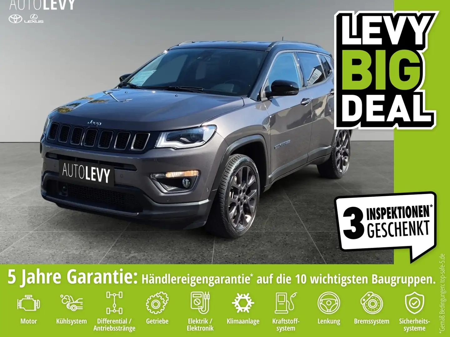 Jeep Compass 1.3 S Plug in 4WD *XENON*KLIMA*SHZ*RFK* Grijs - 1