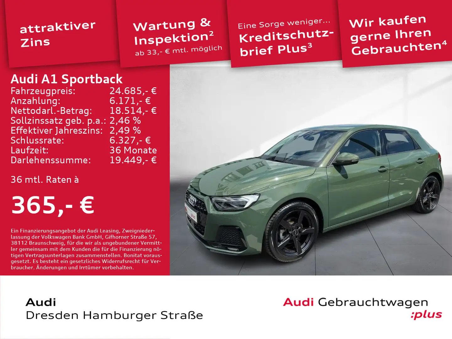 Audi A1 30 TFSI Advanced LED Navi GRA Grün - 1