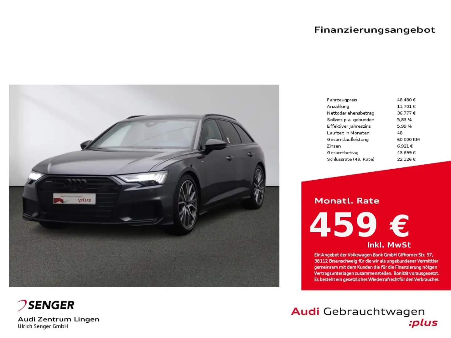 Audi A6 Avant 55 TFSI quattro S tronic MMI Matrix B&O Gris - 1