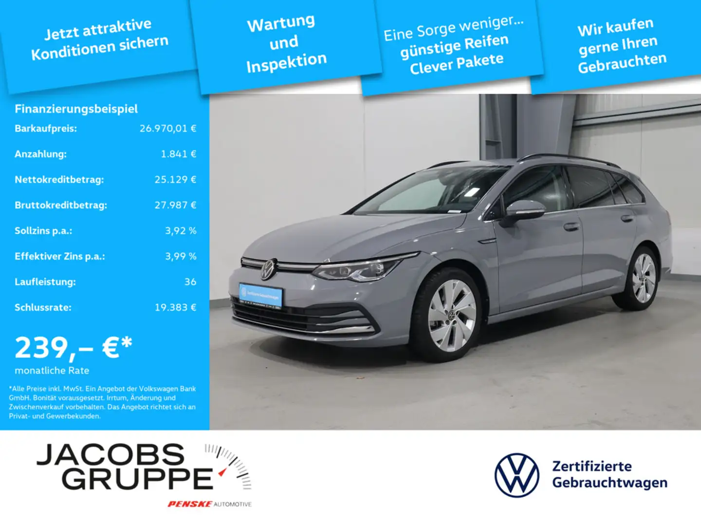 Volkswagen Golf VIII Variant 2.0 TDI DSG Navi*CAM*SHZ*ACC Style Grau - 1