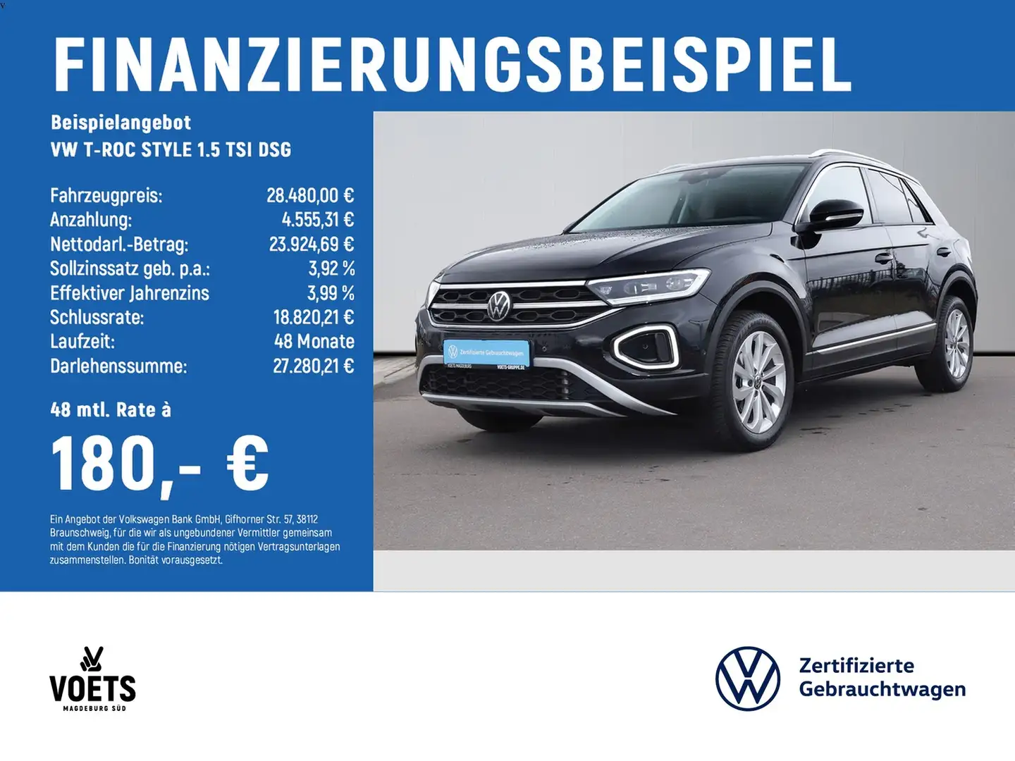 Volkswagen T-Roc STYLE 1.5 TSI DSG LED PLUS+NAVI+AHK+ACC Noir - 2