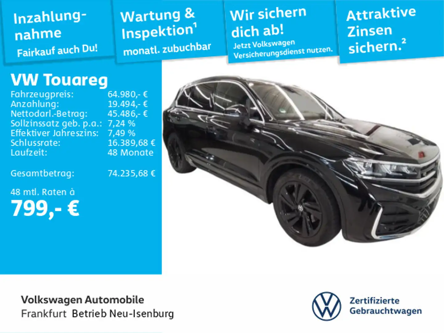 Volkswagen Touareg 3.0 V6 TDI R-Line 4Motion Navi AHK IQ.LI Schwarz - 1