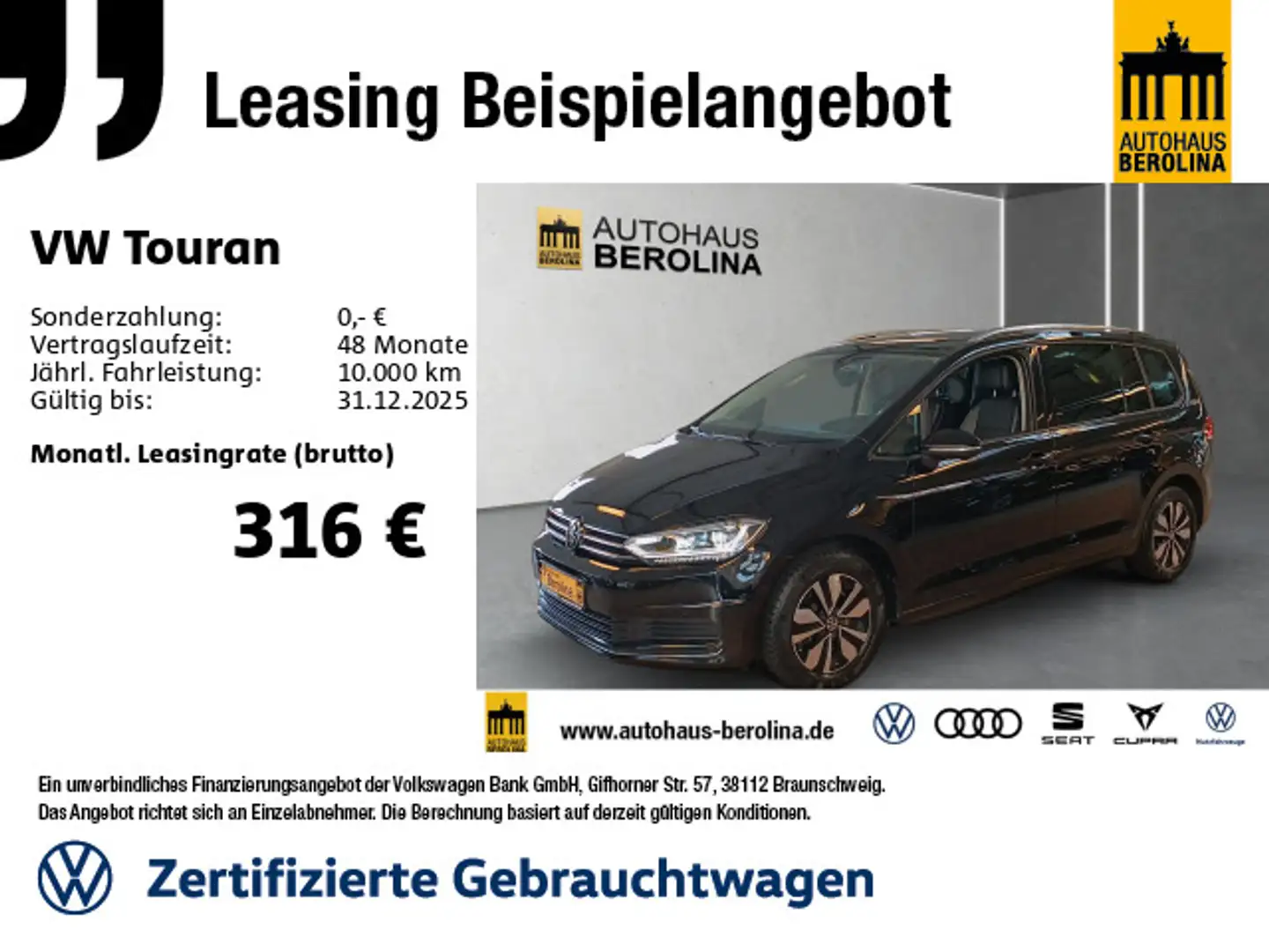 Volkswagen Touran 1.5 TSI Goal DSG *7-Sitzer*AHK*IQ.LIGHT* Schwarz - 1