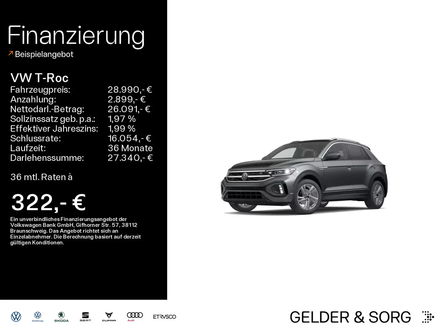 Volkswagen T-Roc R-Line 1.5 TSI AHK*RFK*DAB+*Digital*LED Grau - 1
