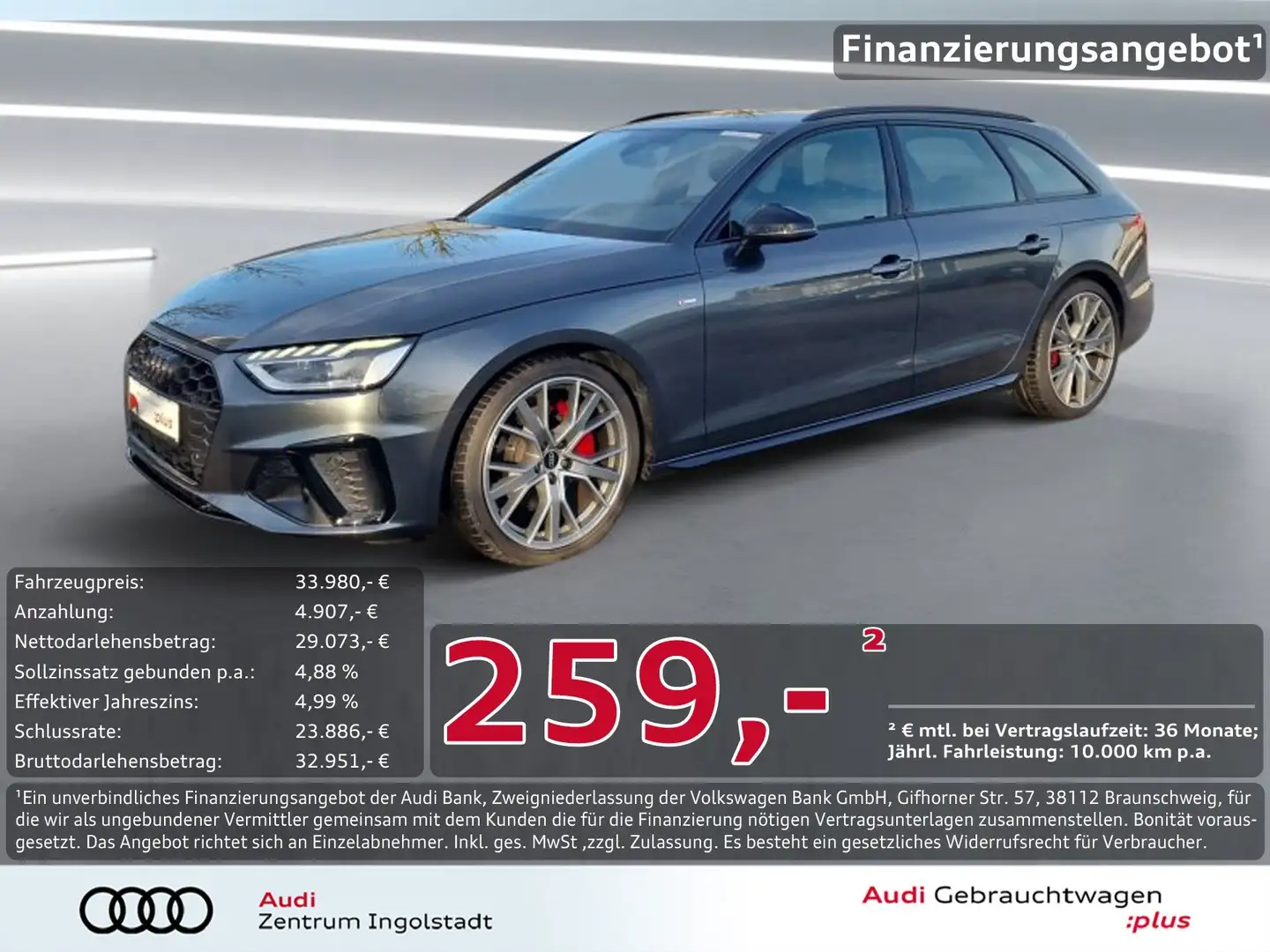 Audi A4 Avant 40 TFSI qu S line Kamera ACC Navi 19" Grau - 1