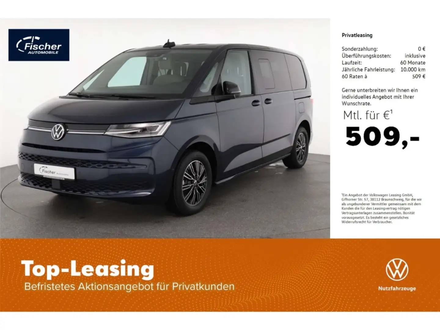 Volkswagen T7 Multivan KÜ 2.0 TDI SCR Life AHK/DC/Matrix/NAV Blau - 1