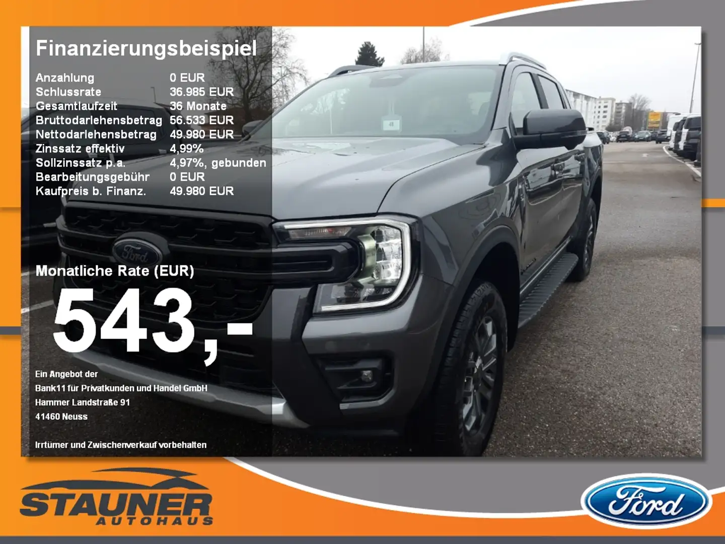 Ford Ranger DOKA Wildtrak 2.0l EcoBlue Laderaumrollo Grigio - 1
