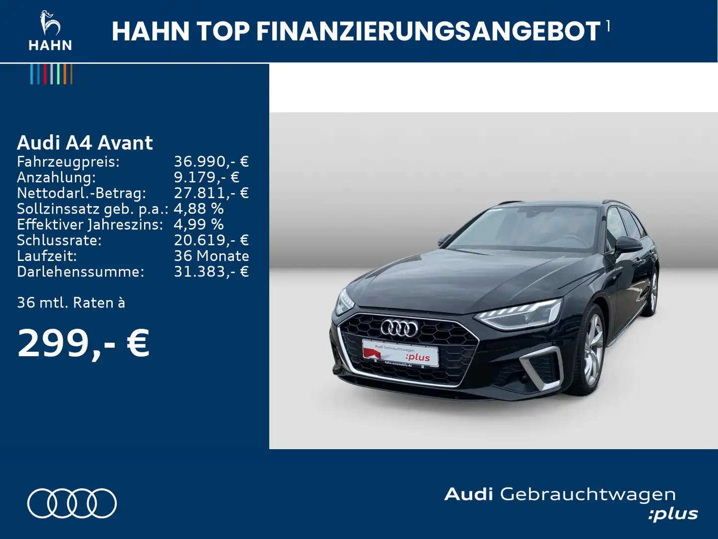 Audi A4 35TFSI S-Line TipTrc Virtual AHK CAM Schwarz - 2