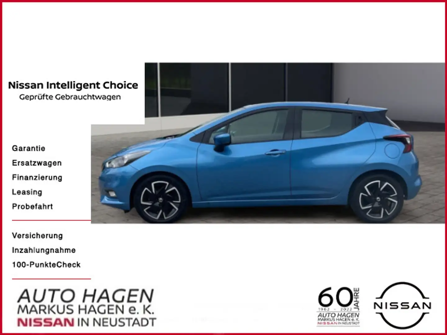 Nissan Micra 1.0 IG-T N-Way 16" GJR Einparkhilfe Klimaa Blau - 1