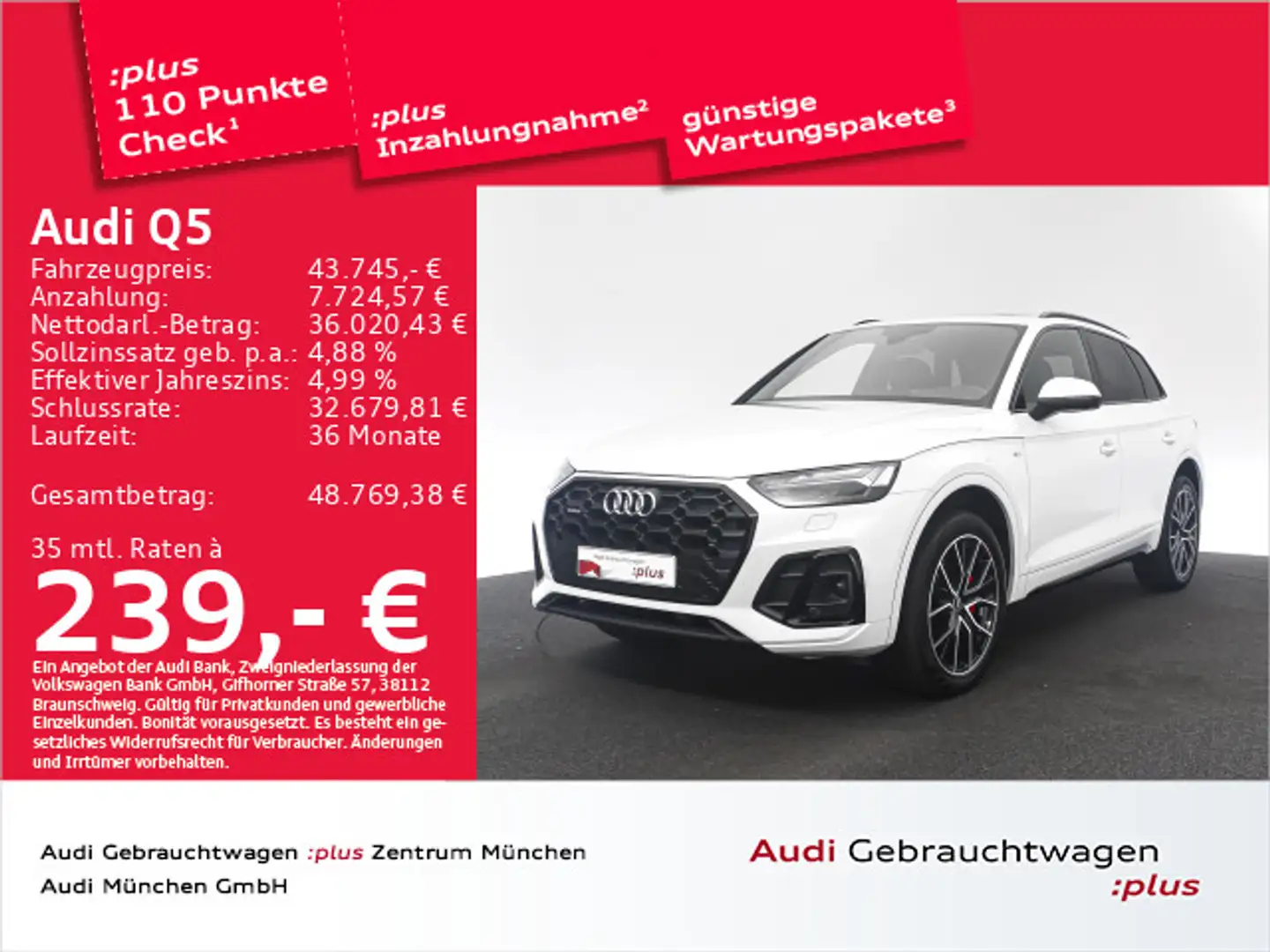 Audi Q5 40 TDI qu. S tronic S line Pano/ACC/AHK Weiß - 1