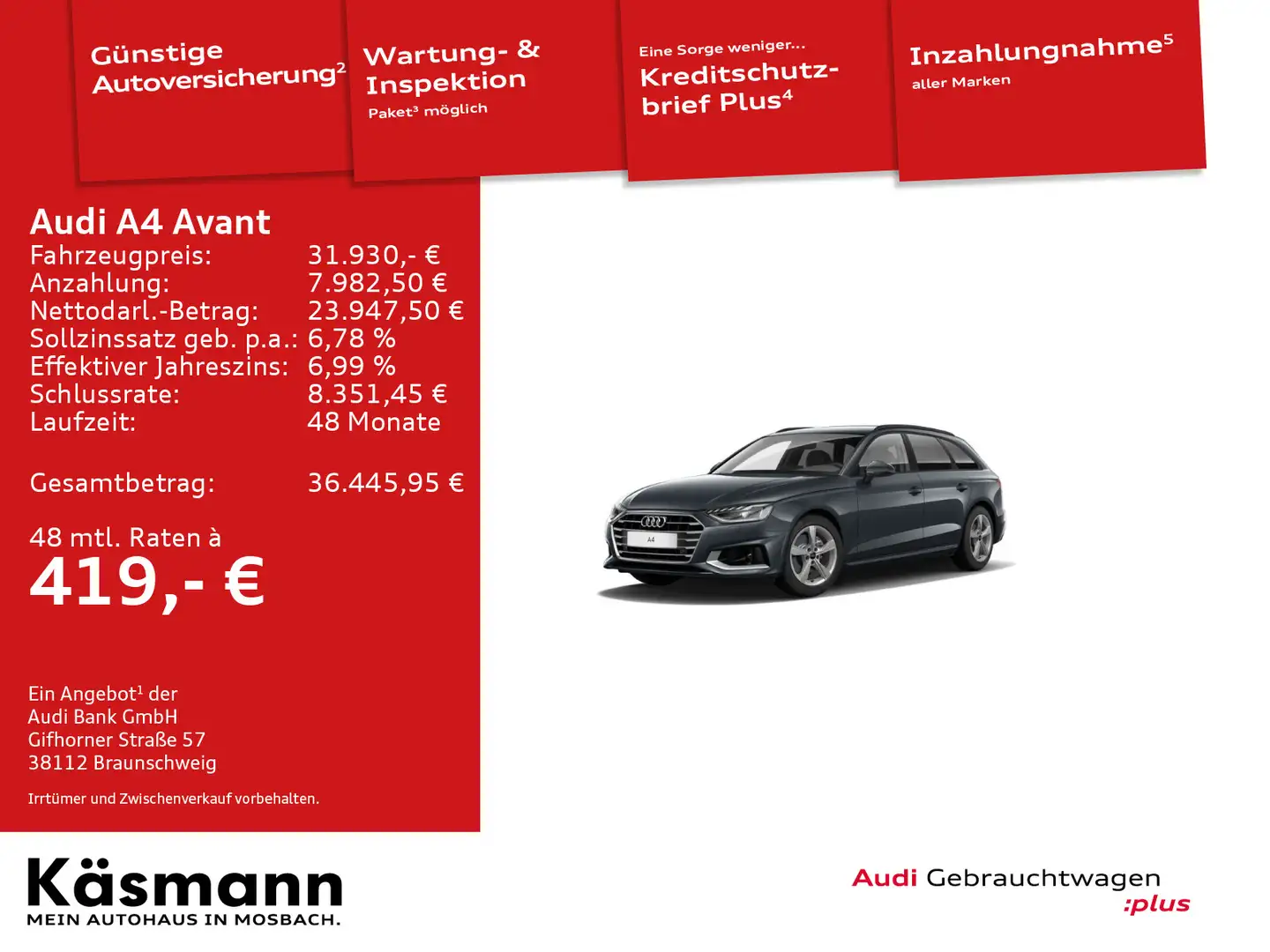 Audi A4 advanced 35TDI MATRIX AHK KAM STDHZ ACC Grau - 1