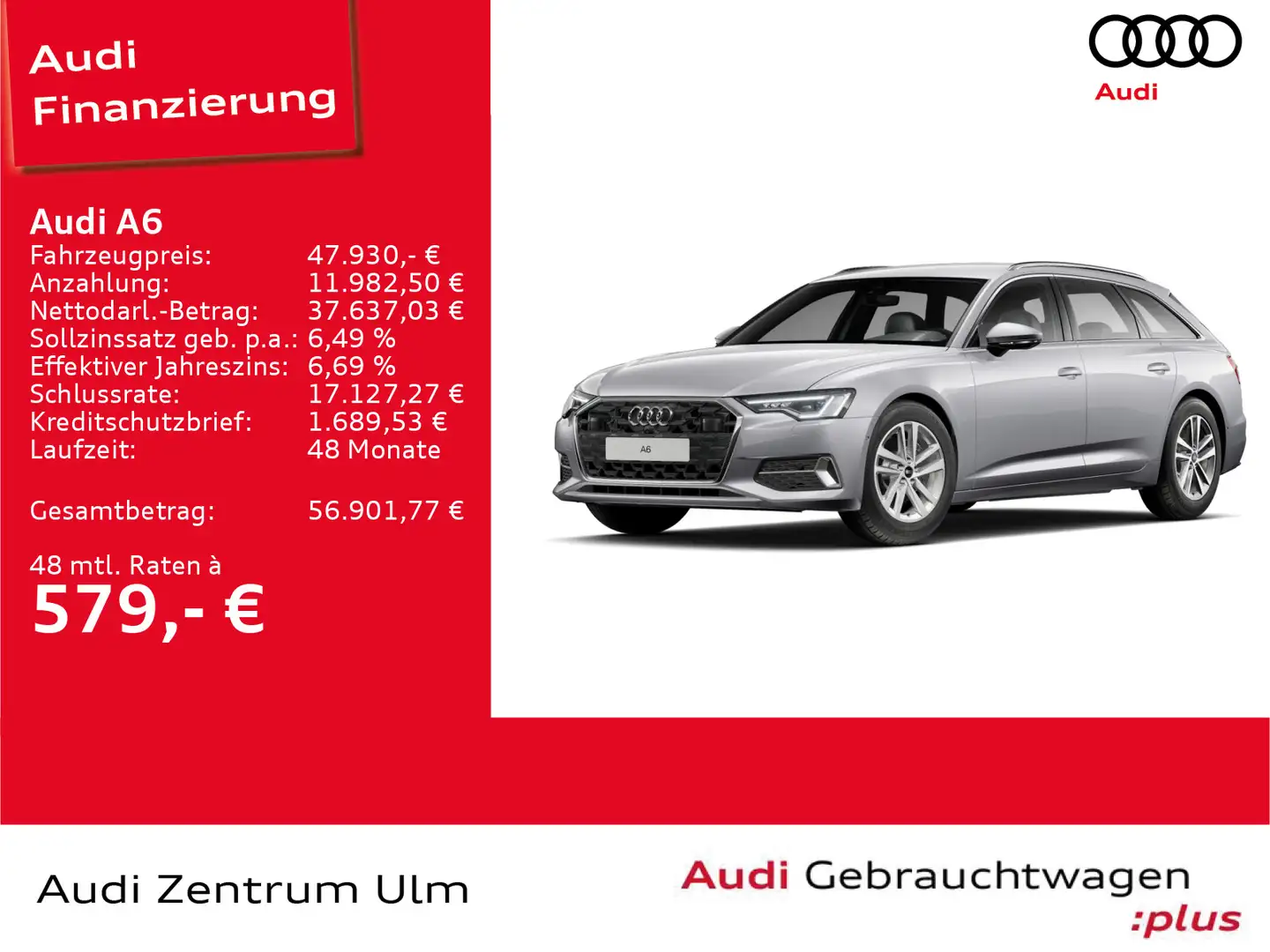 Audi A6 Av. 45TFSI advanced 360° AHK SOUND 5JGarantie Silber - 1