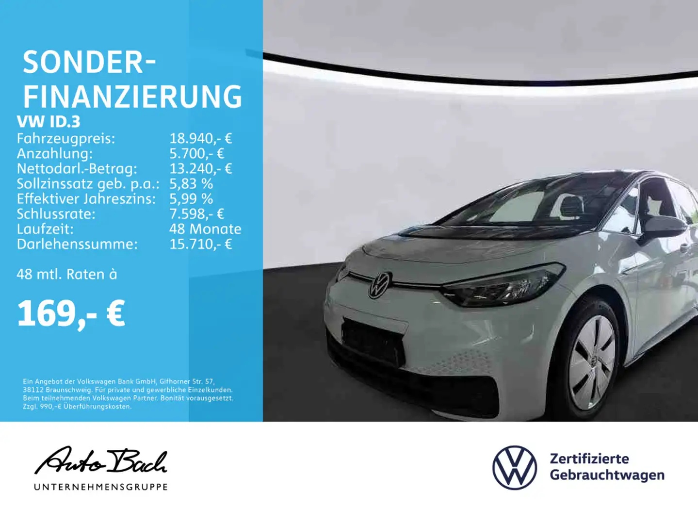 Volkswagen ID.3 Pro Performance Automatik, Navi, LED, App-C Wit - 1
