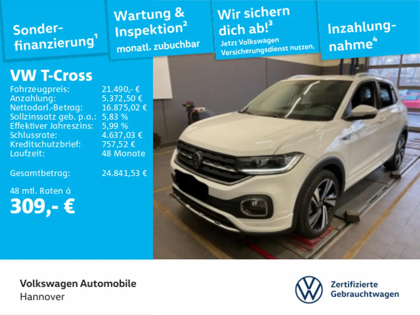 Volkswagen T-Cross 1.0 TSI DSG Style R-Line Navi Kamera ACC Weiß - 1