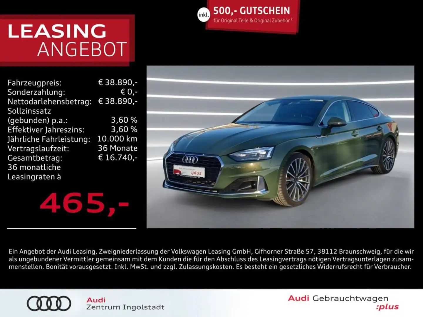 Audi A5 Sportback 40 TFSI NAVI AHK 19 virtual Advanced Grün - 1
