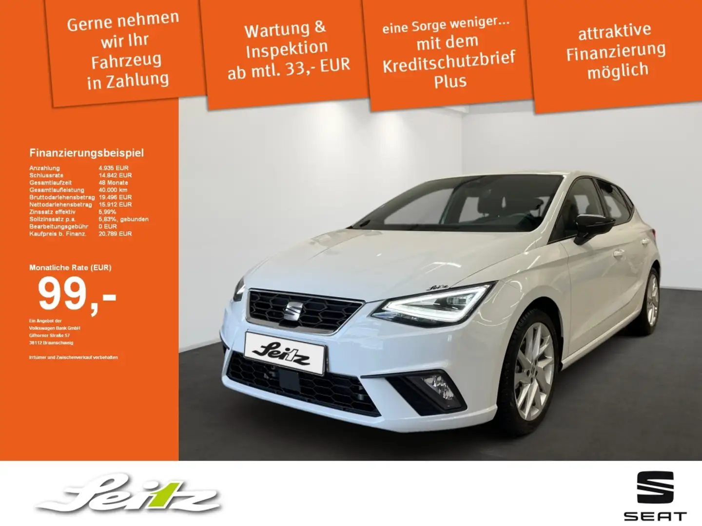 SEAT Ibiza 1.0 TSI FR *NAVI*VIRT.-COCKPIT*BLUETOOTH* Weiß - 1
