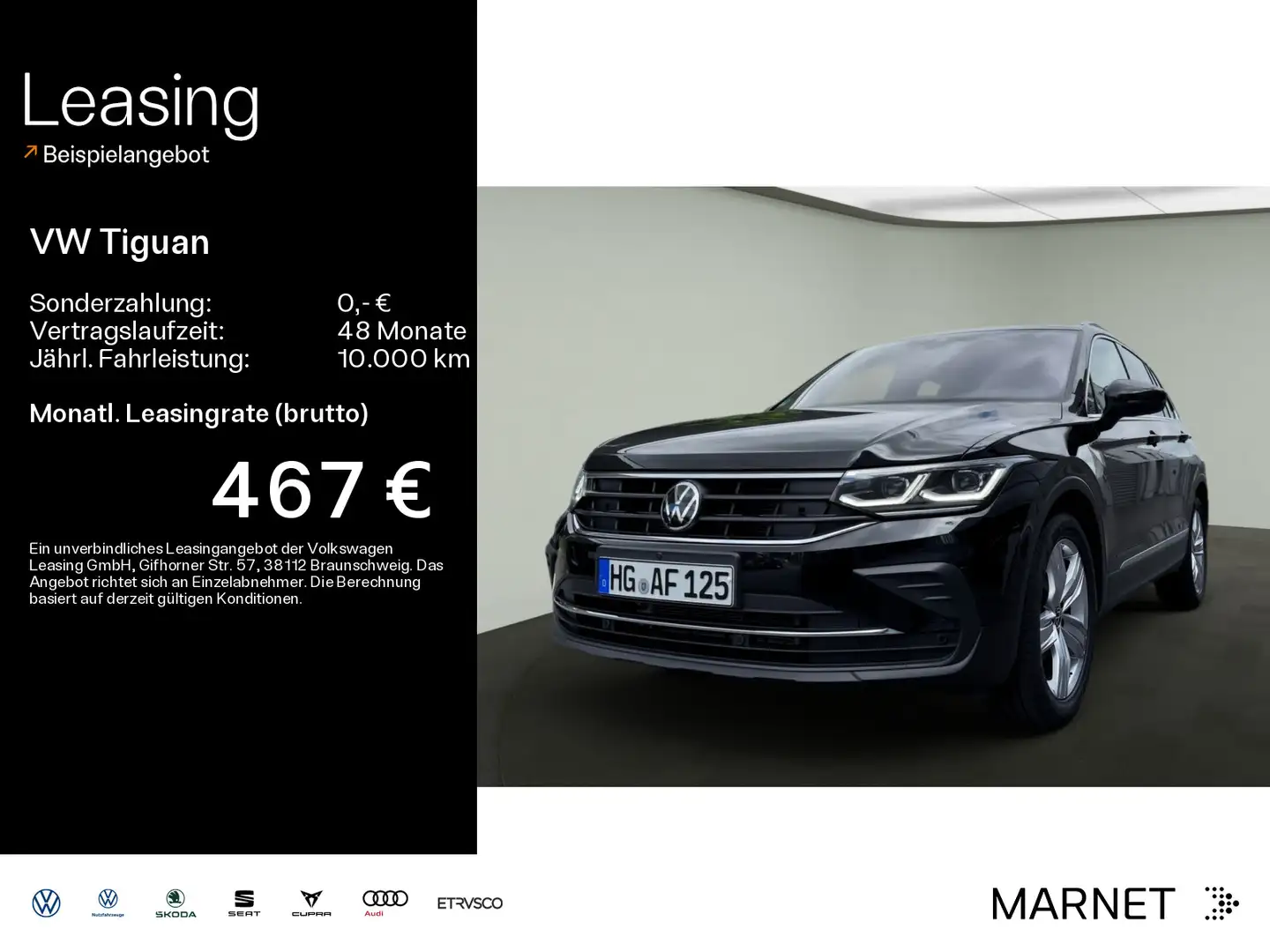 Volkswagen Tiguan 1.5 TSI DSG Life AHK*RFK*NAV*SHZ*PDC Schwarz - 1