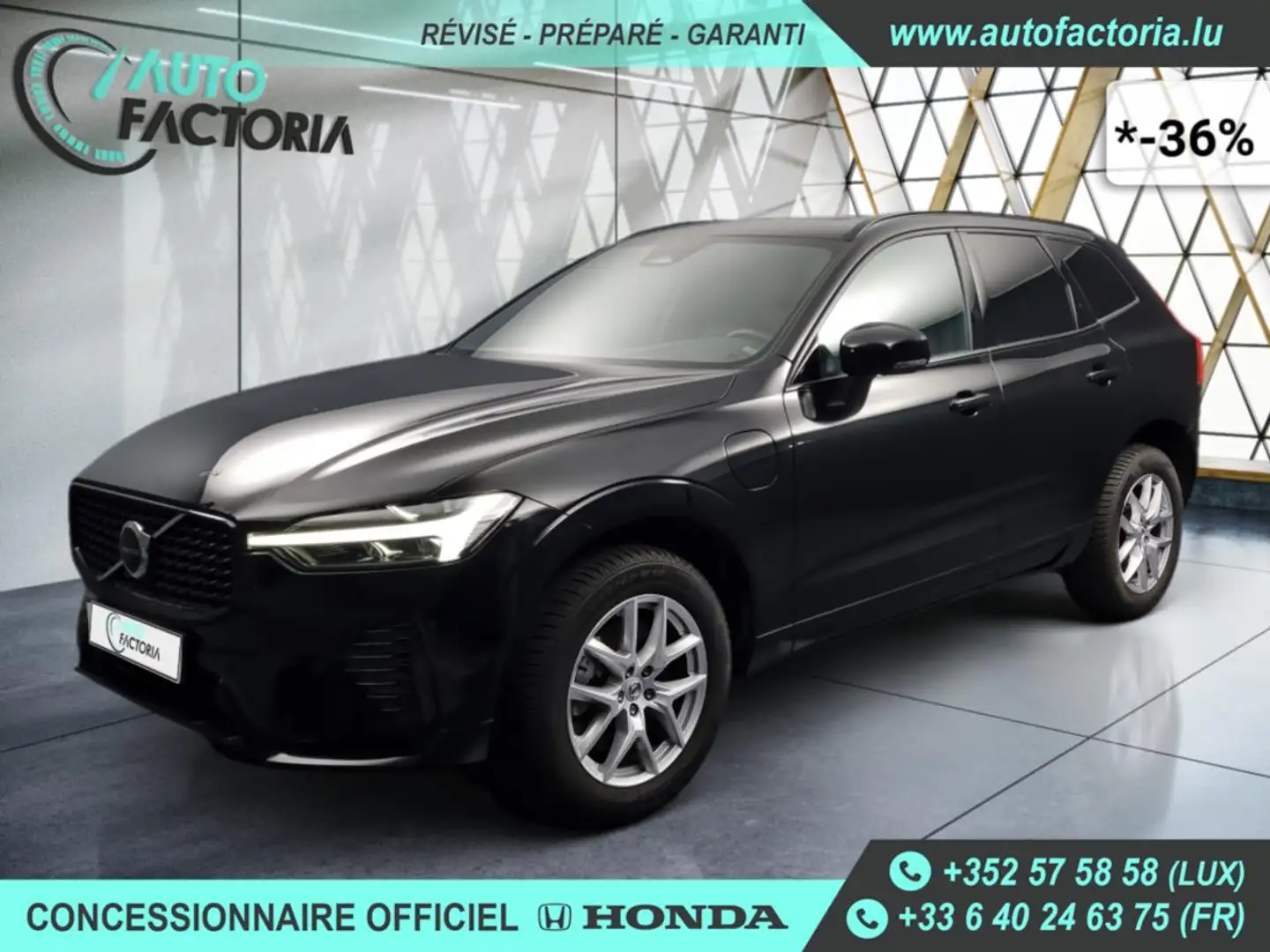 Volvo XC60 -36% T6 HYB 350cv BVA8 4x4 +T.PANO+GPS+CAM360 Noir - 1