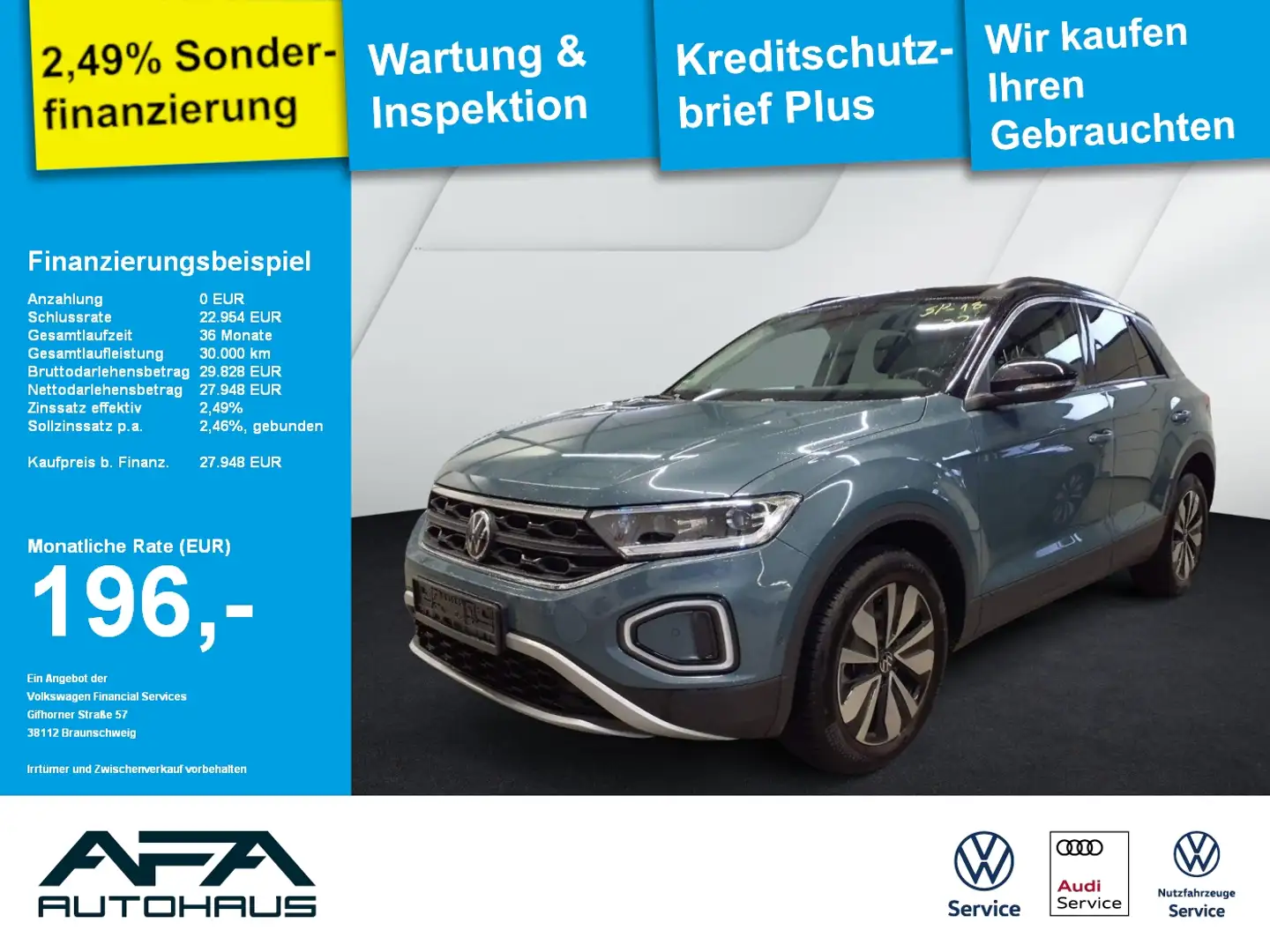 Volkswagen T-Roc 2.0 TDI GOAL DSG AHK*Navi*LED*ACC*App-Con. Blau - 1
