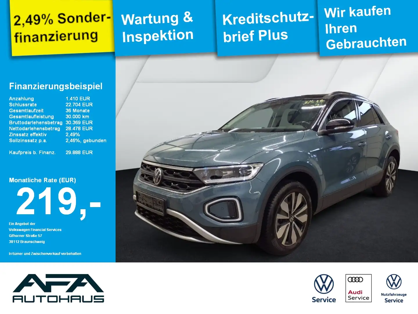 Volkswagen T-Roc 2.0 TDI GOAL DSG AHK*Navi*LED*ACC*App-Con. Blau - 1