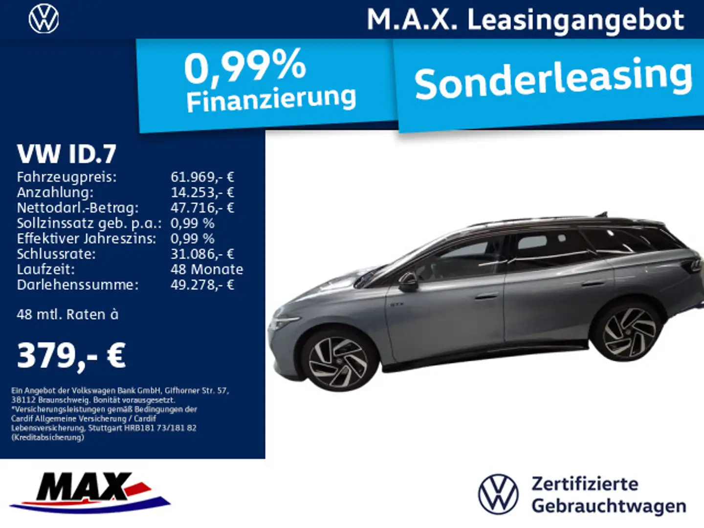 Volkswagen ID.7 Tourer GTX 4M +MATRIX-LED+KAMERA+AHK+WÄRME+ Blau - 1