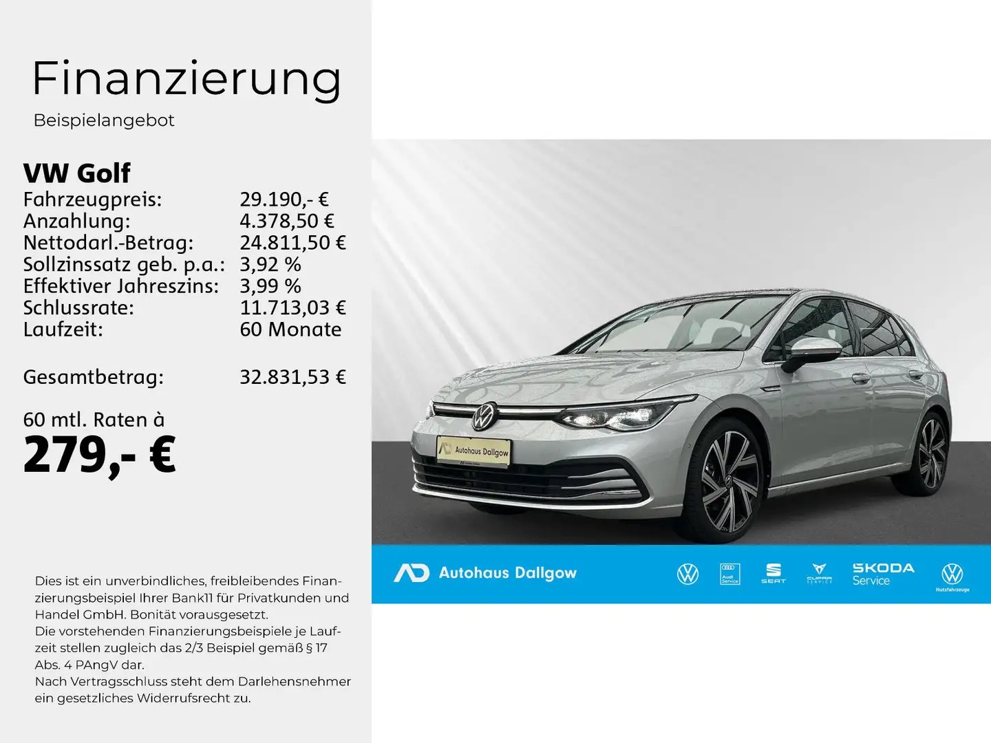 Volkswagen Golf "Style" 1.5 eTSI DSG+Keyless-Entry+ PDC+LED Argent - 2