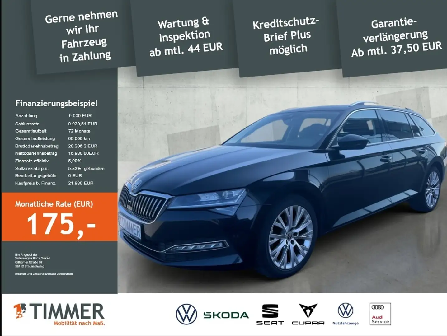 Skoda Superb Combi 2.0TDI 150PS Style *AHK*NAVI*PDC*ACC*SHZ* Schwarz - 2