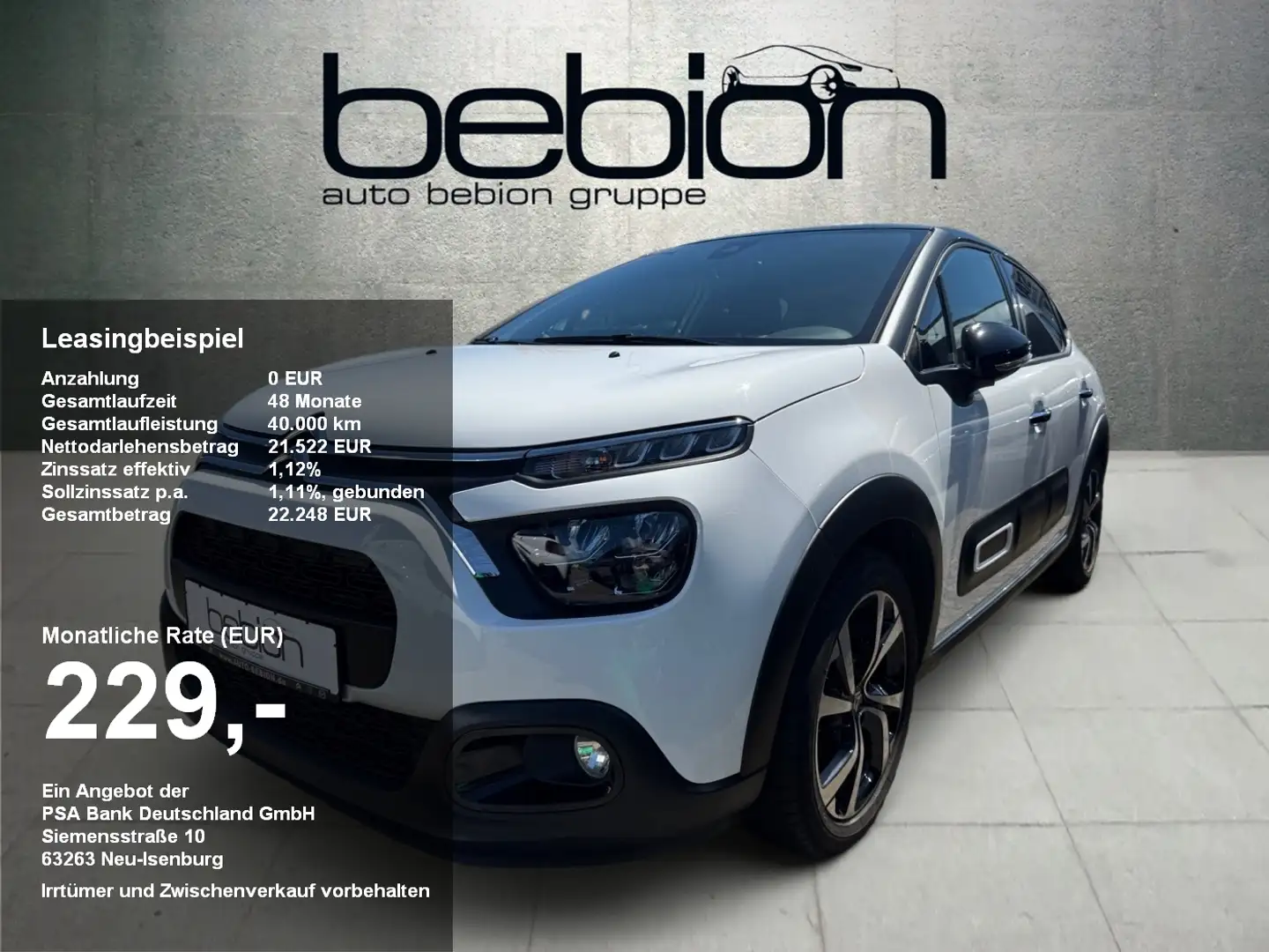 Citroen C3 Pure Tech 83 SS SHINE SpurH LED KAM KeyLess Blanc - 1