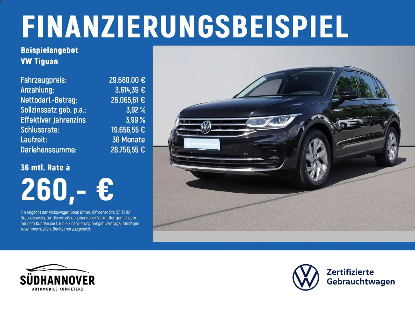 Volkswagen Tiguan Elegance 2.0 TDI DSG NAVI+STAND.+LED+SHZ Schwarz - 2
