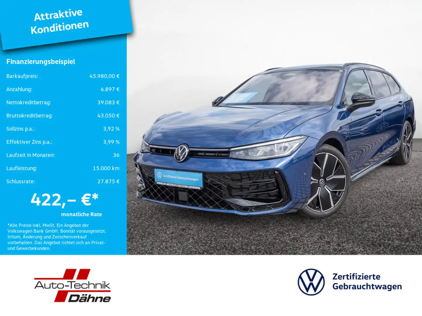 Volkswagen Passat Variant 2.0 TDI R-Line STANDHZ MEMORY Blau - 1