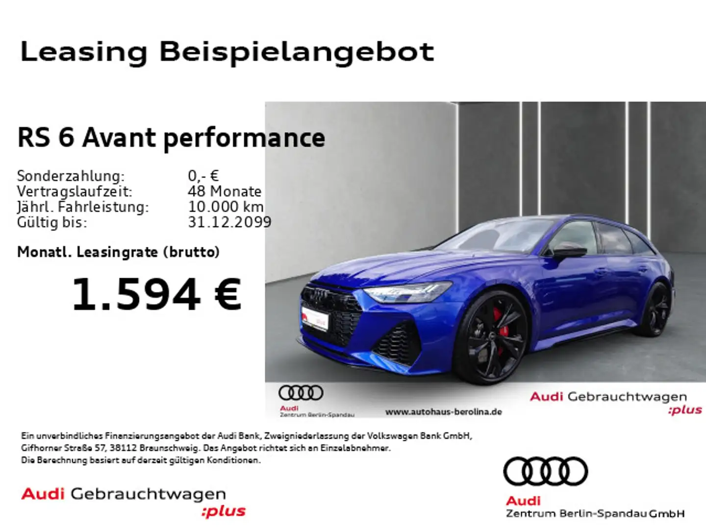 Audi RS6 RS6 Avant performance *PANO*StdHz*HD-MATRIX*B&O* Blau - 1