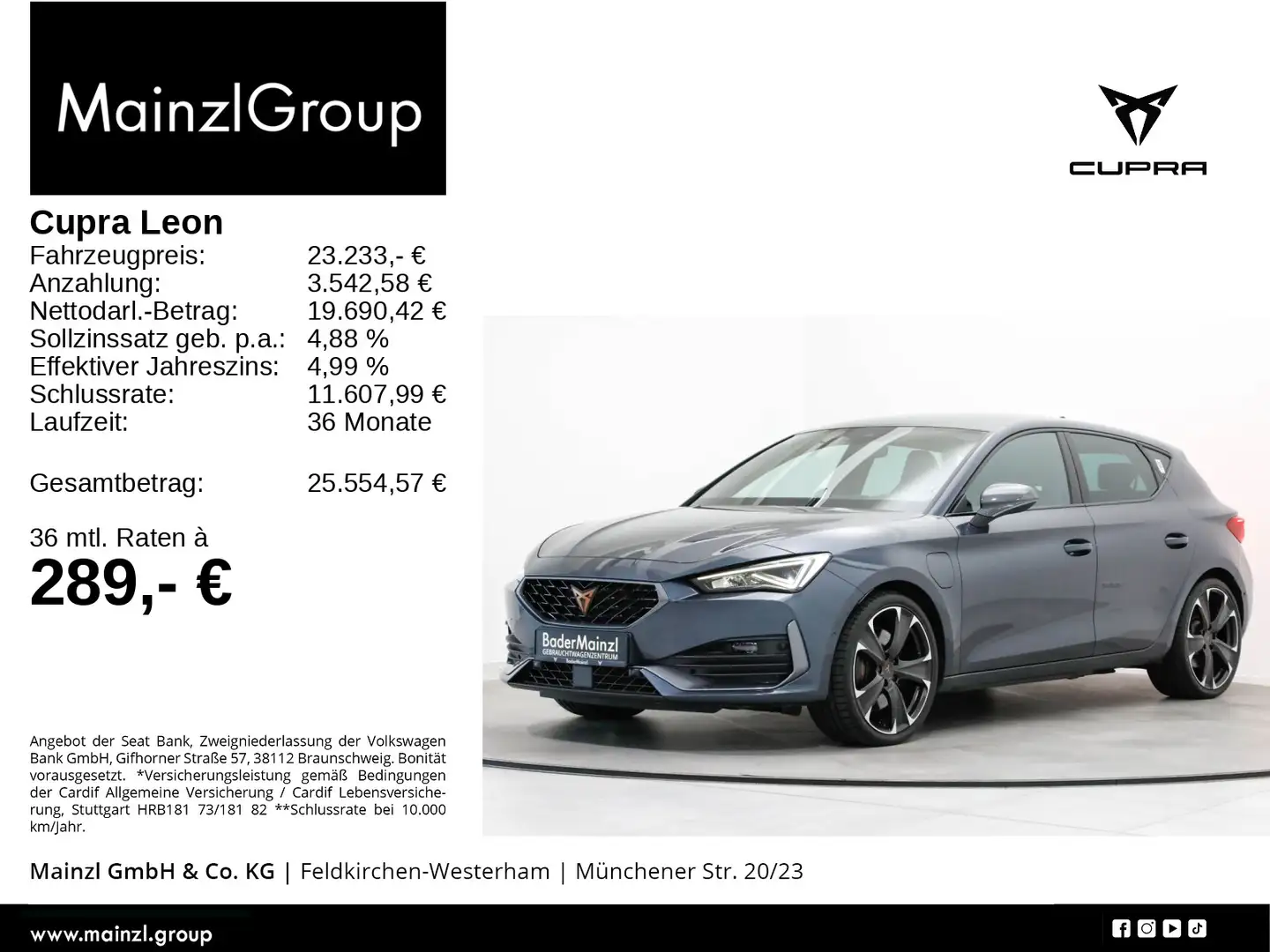 CUPRA Leon 1.4 eTSI VZ ACC SHZ Kam. CarPlay Grau - 1