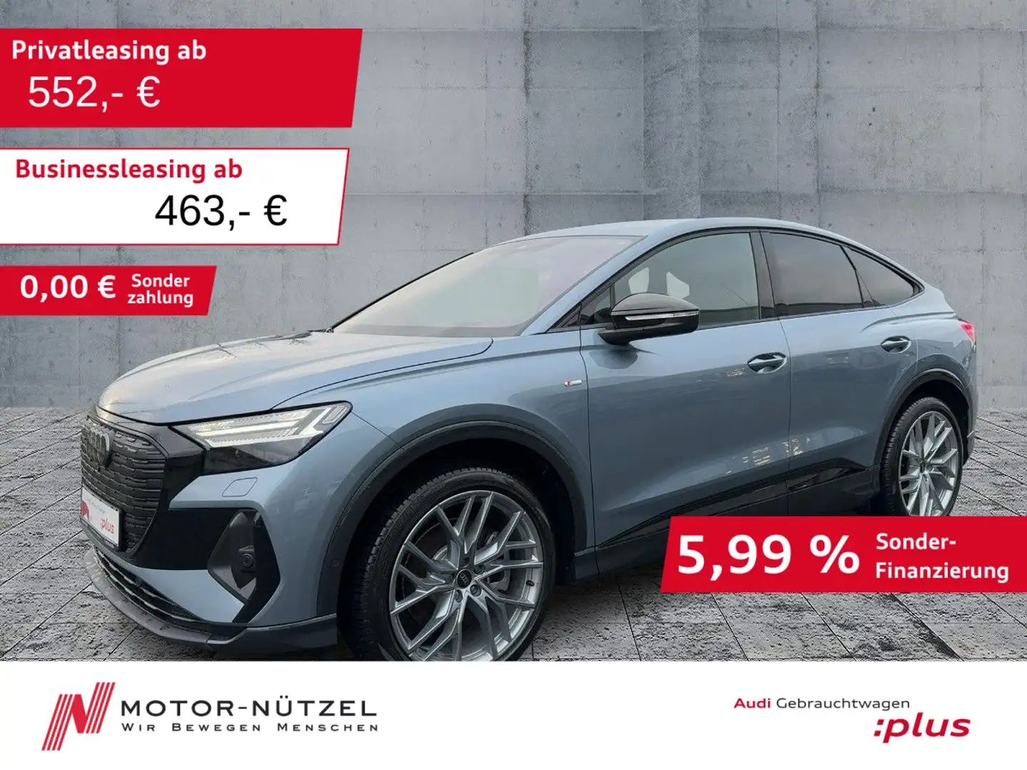 Audi Q4 e-tron 55 QU S-LINE MATRIX+NAVI+HuD Blau - 1