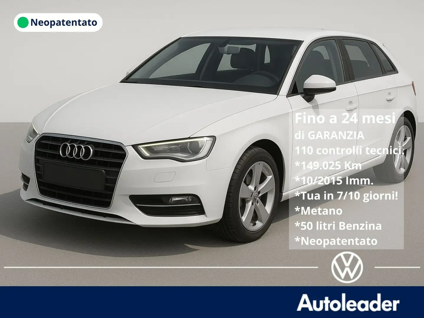 Audi A3 SPB 1.4 TFSI S tronic g-tron Attraction Blanc - 1
