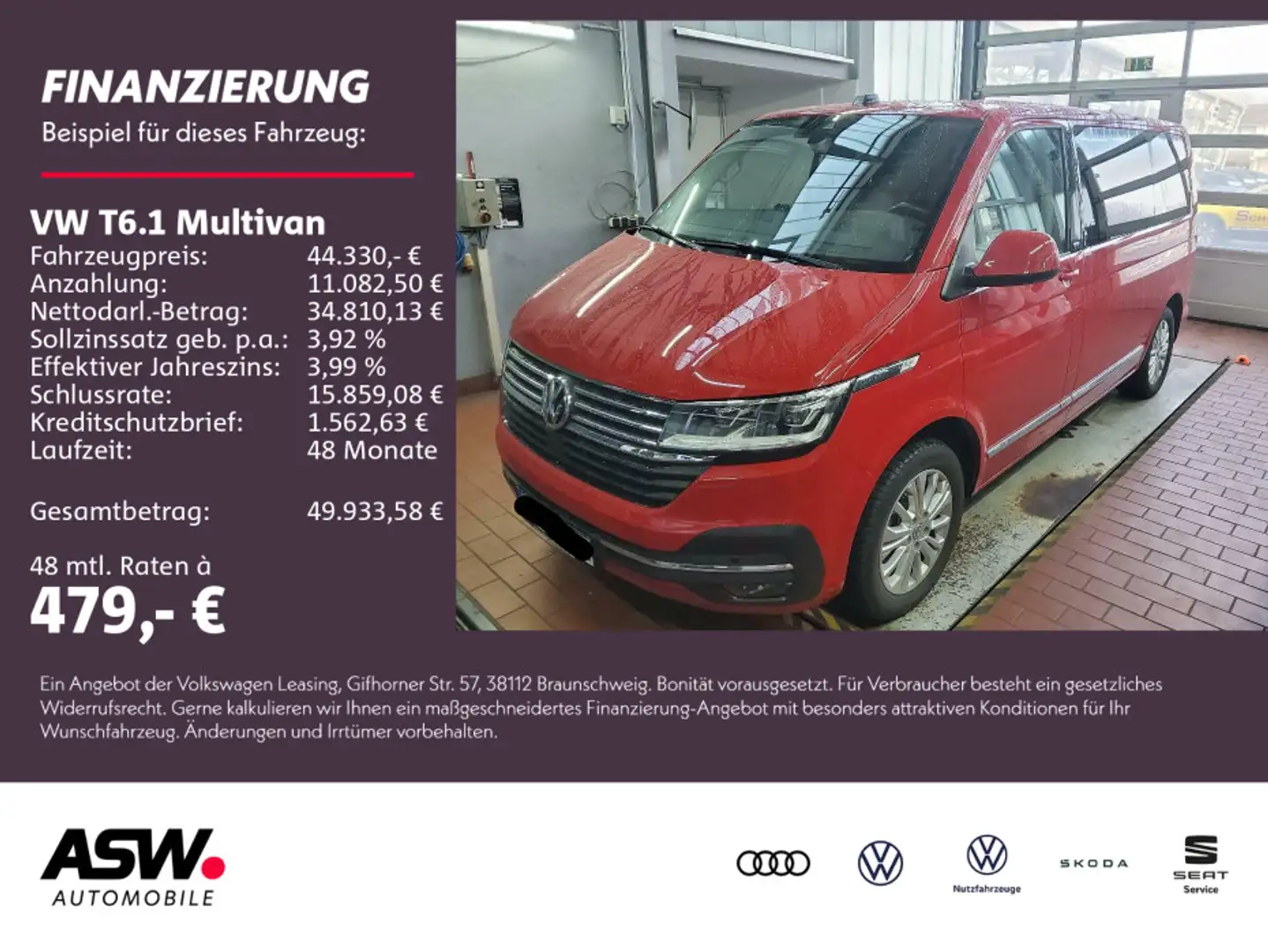 Volkswagen T6.1 Multivan Gen. Six 2.0TDI DSG LED Stdhzg AHK Rot - 1