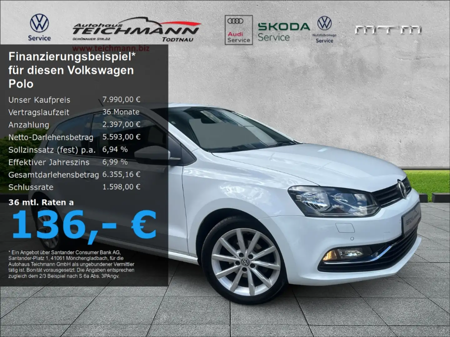 Volkswagen Polo V Highline BMT Start-Stopp 1.2 TSI Weiß - 1