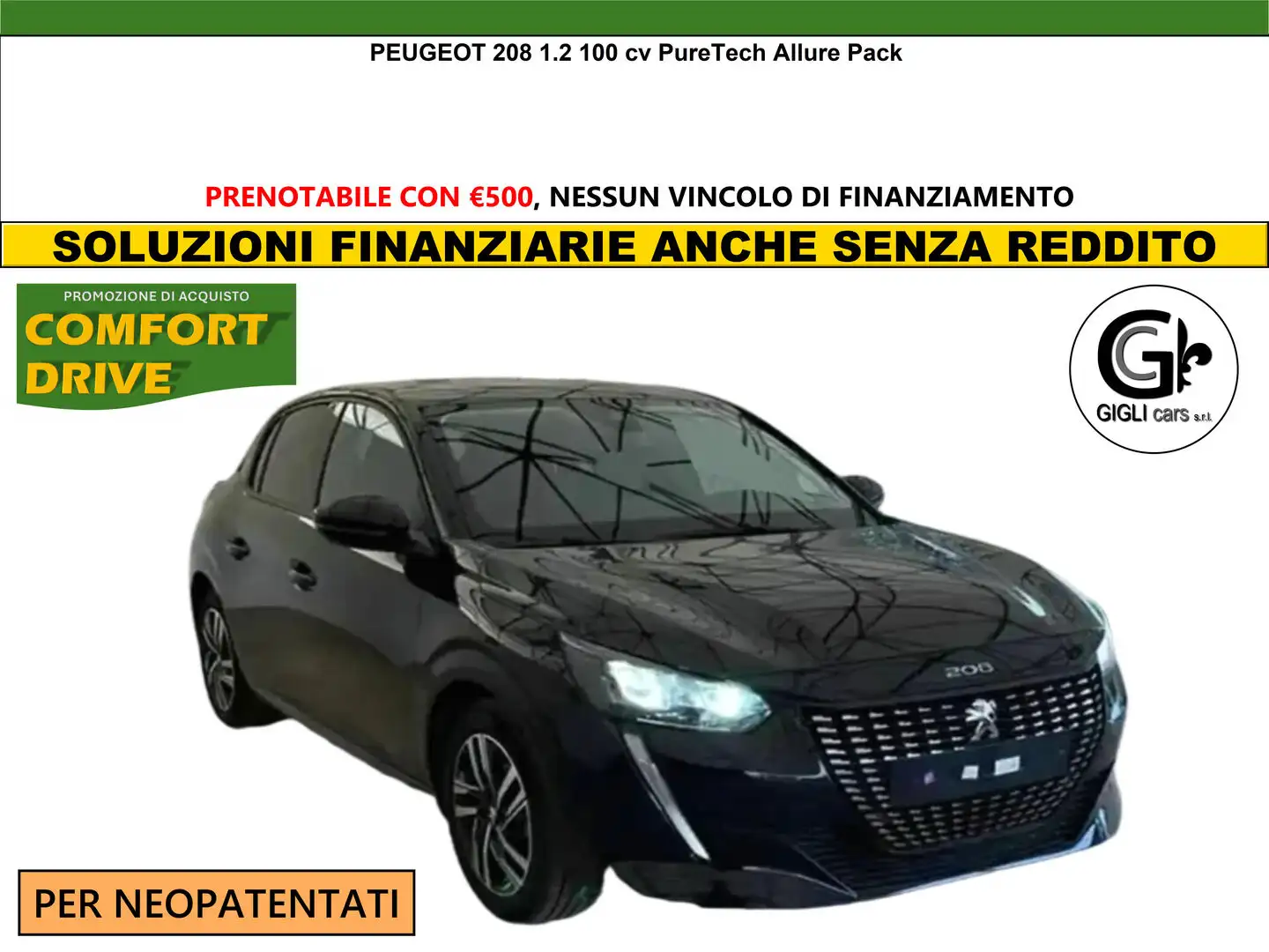 Peugeot 208 1.2 PureTech 100cv S&S Allure Neopatenati Schwarz - 1