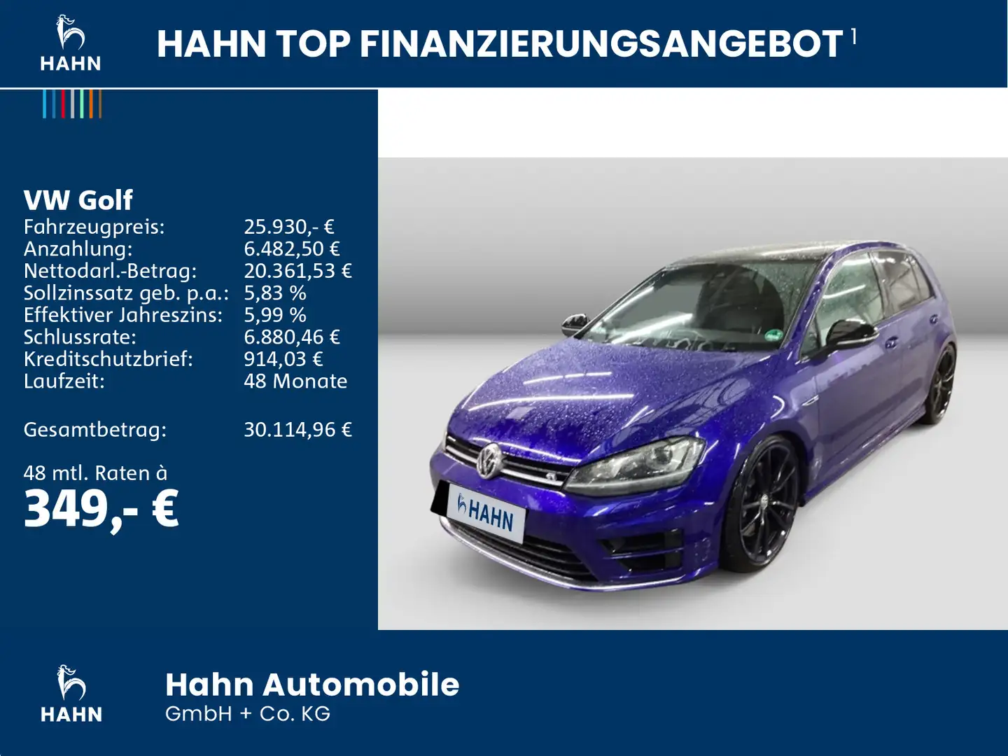 Volkswagen Golf VII 2.0TSI R Navi AppConnect Climatr. PDC Bleu - 2