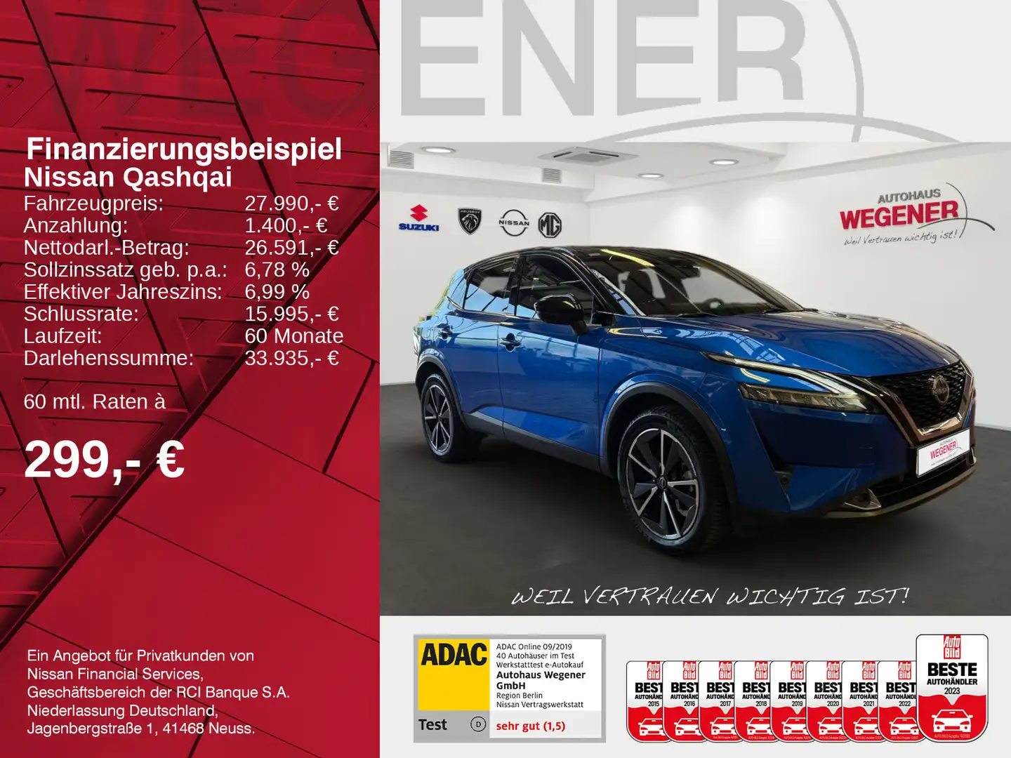 Nissan Qashqai QASHQAI 1.3 AT TEKNA / 360 / LED / ALU / ALLWETT Blau - 2