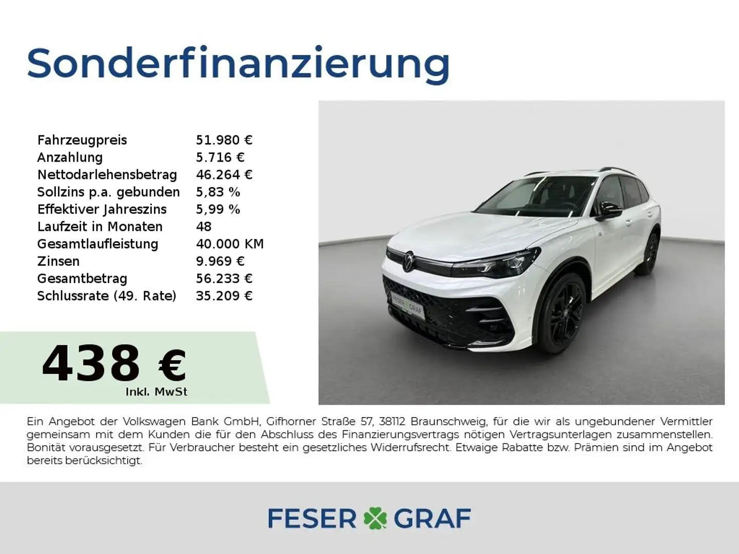 Volkswagen Tiguan R-Line 2.0 TDI 4M 142KW DSG Leder AHK Weiß - 1