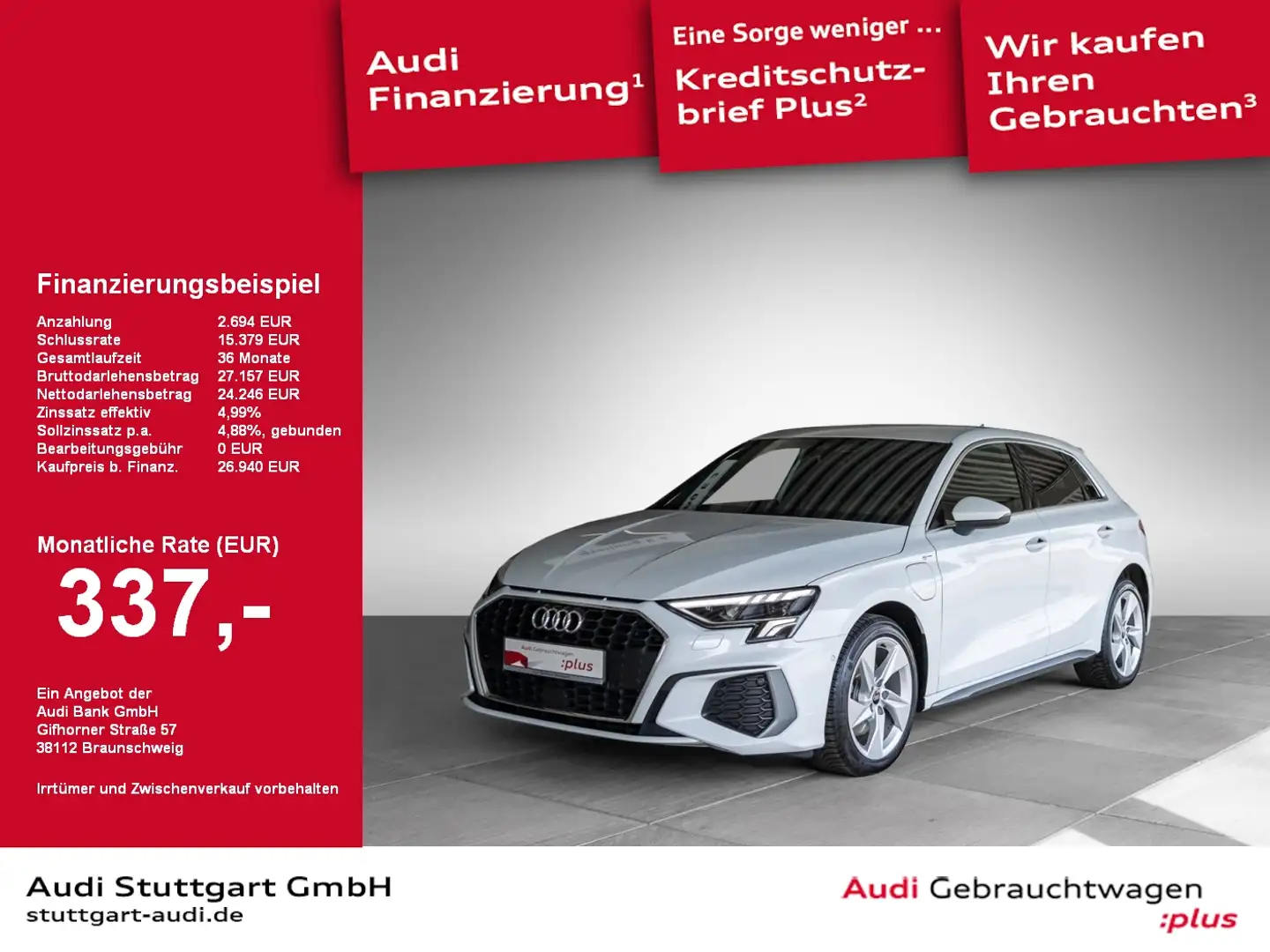 Audi A3 Sportback 40 TFSI e S line LED Keyless virtCo Blanco - 1
