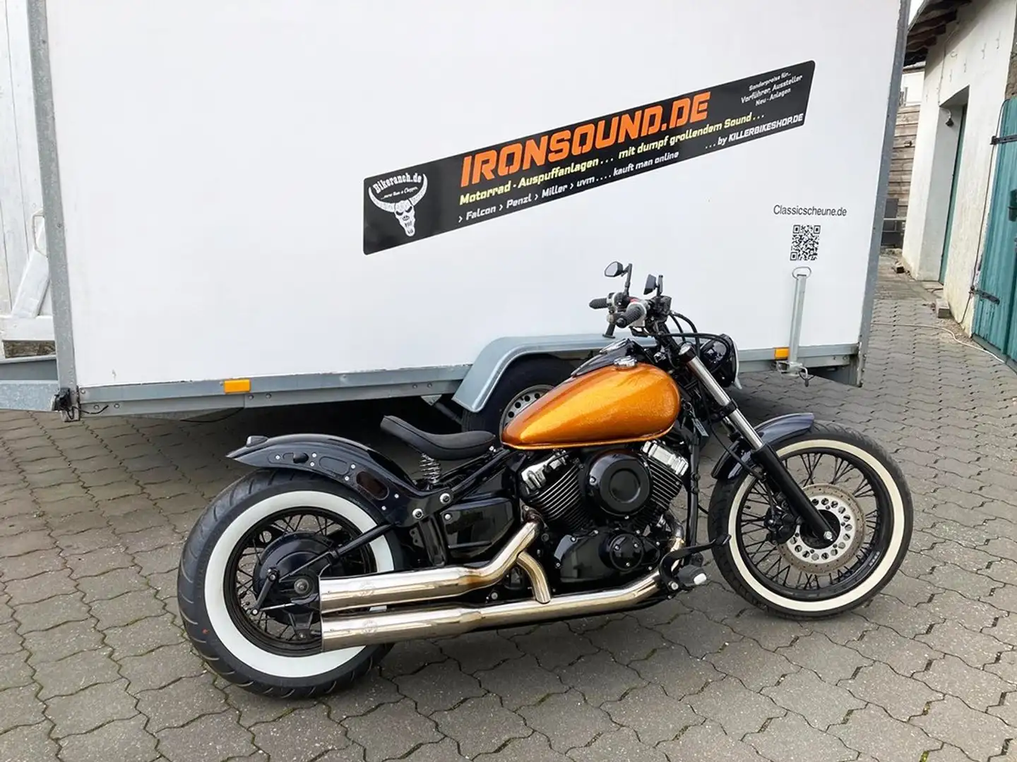 Yamaha XVS 650 Hot Bobber-Umbau* All-Black* 9000km* TOP + Falcon* Orange - 1