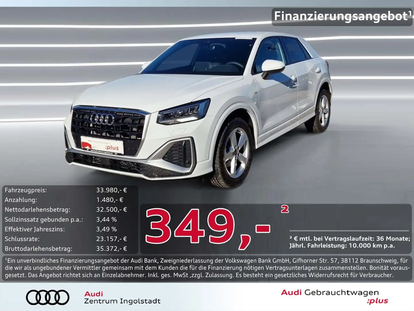 Audi Q2 35 TFSI 2xS line NAVI+ AHK KAM. ACC Weiß - 1