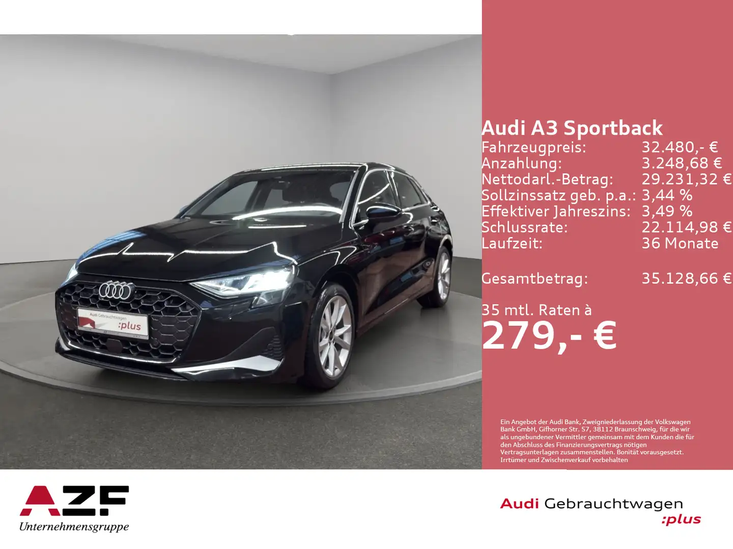Audi A3 35 TDI S tronic advanced NAVI+LED+K Schwarz - 1