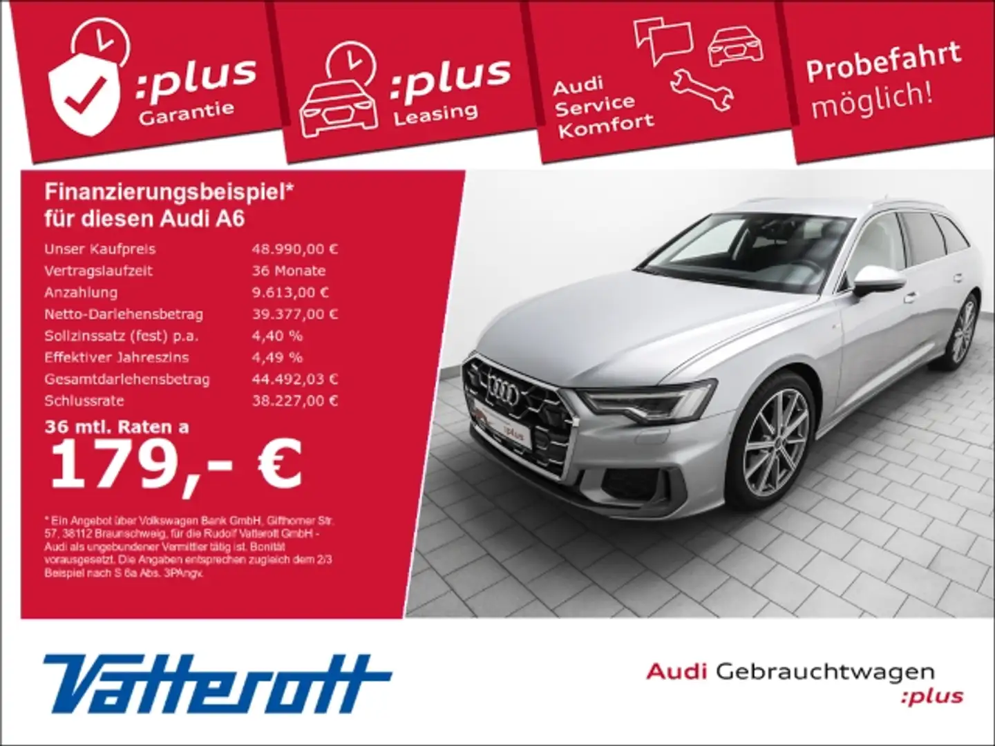 Audi A6 Avant 40 TDI S line AHK Matrix ACC Leder Silber - 1