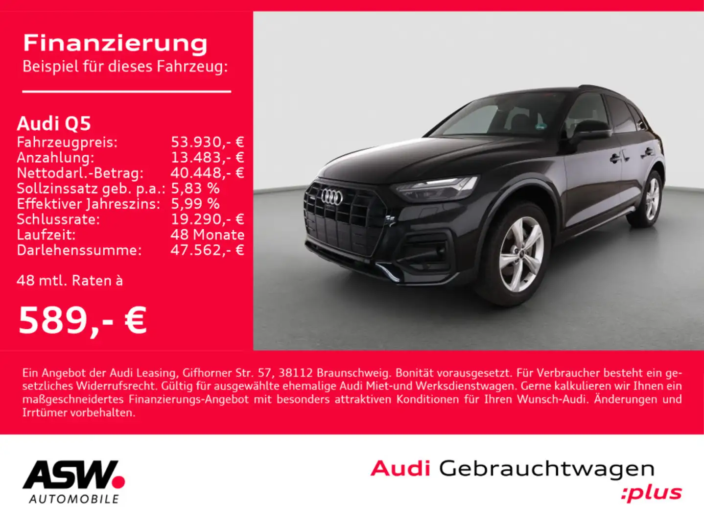 Audi Q5 advanced 45TFSI quattro Navi Matrix AHK Pano Schwarz - 1