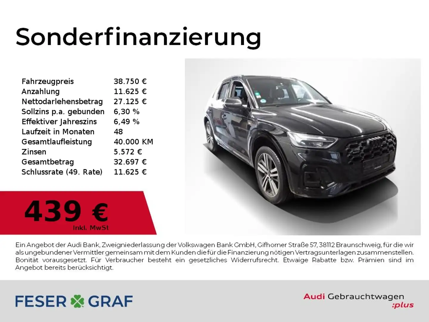 Audi Q5 55 TFSI e S Line Int Leder,Navi,LED,Kamera Schwarz - 1