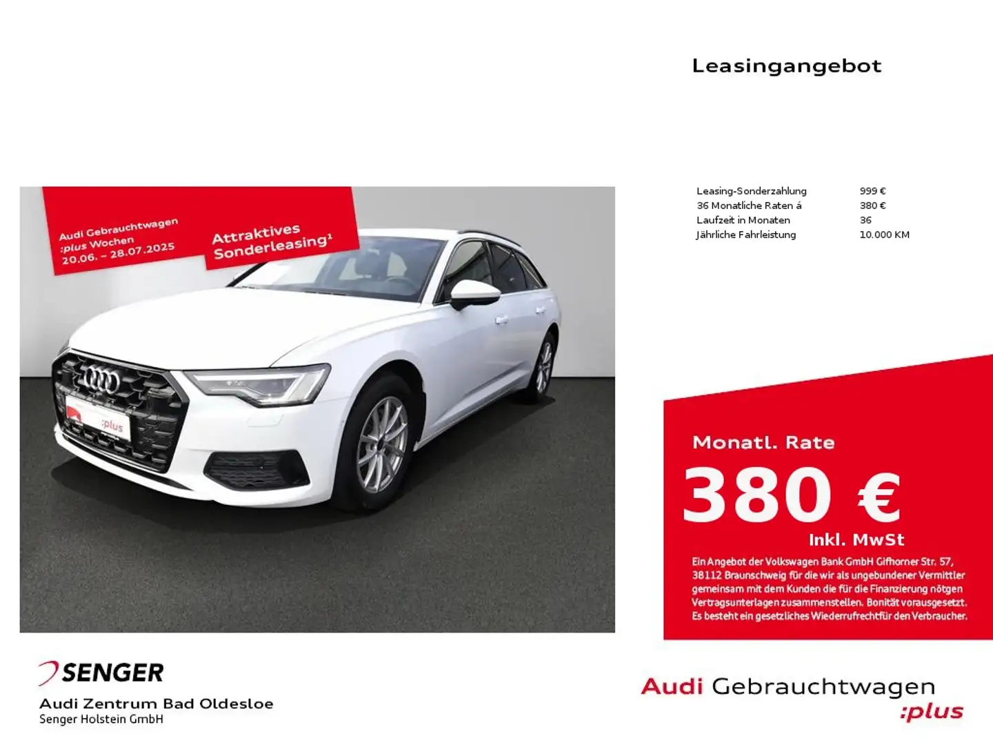 Audi A6 Avant 40 TDI advanced Matrix-LED HUD Optik-P. Weiß - 1